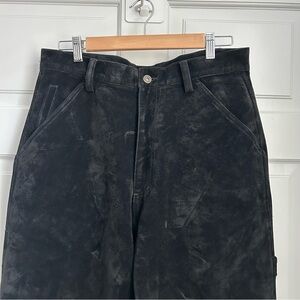 Vintage Koman Pants Men's 34 Wide Leg Carpenter Faux Suede Velour Cybergoth Y2K